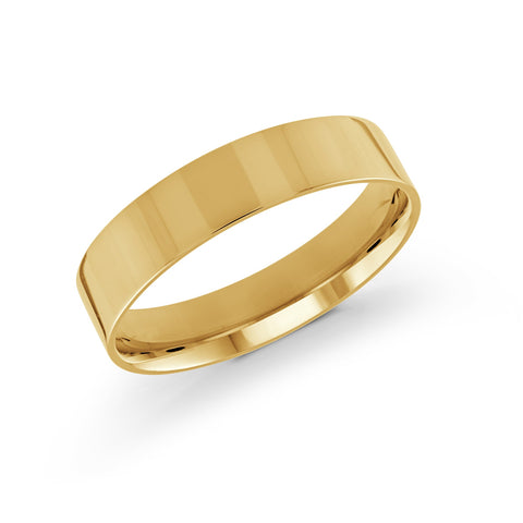 10, 14 Karat Yellow Gold 5mm High Polish Flat Comfort Fit Wedding Band