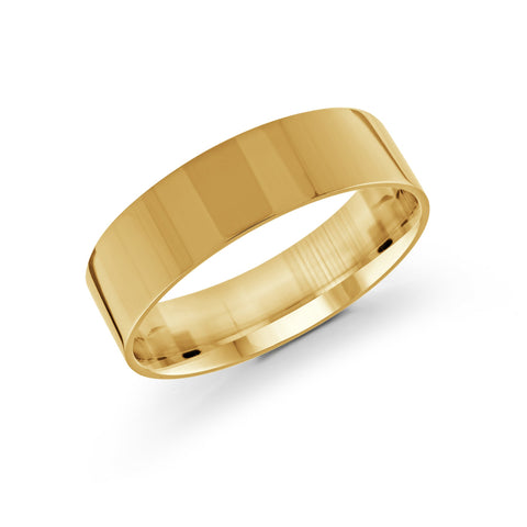 10, 14 Karat Yellow Gold 6mm High Polish Flat Comfort Fit Wedding Band