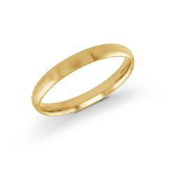 10, 14 Karat Yellow Gold 3mm high polish rounded dome light comfort fit wedding band
