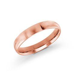10, 14 Karat Pink Gold 4mm high polish rounded dome light comfort fit wedding band