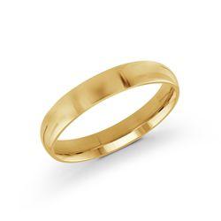 10, 14 Karat Yellow Gold 4mm high polish rounded dome light comfort fit wedding band