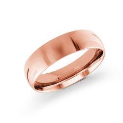 10, 14 Karat Pink Gold 6mm high polish rounded dome light comfort fit wedding band