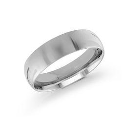 10, 14 Karat White Gold 6mm high polish rounded dome light comfort fit wedding band