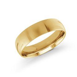 10, 14 Karat Yellow Gold 6mm high polish rounded dome light comfort fit wedding band