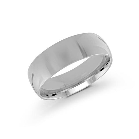 10, 14 Karat White Gold 7mm high polish rounded dome light comfort fit wedding band