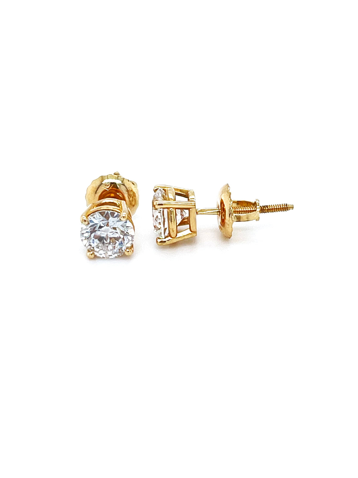 14K Yellow Gold 1.04CT Lab Grown Diamond Solitaire Earrings