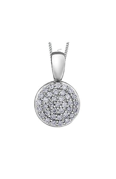 10K White Gold 0.15TDW Diamond Round Pave Disc Pendant