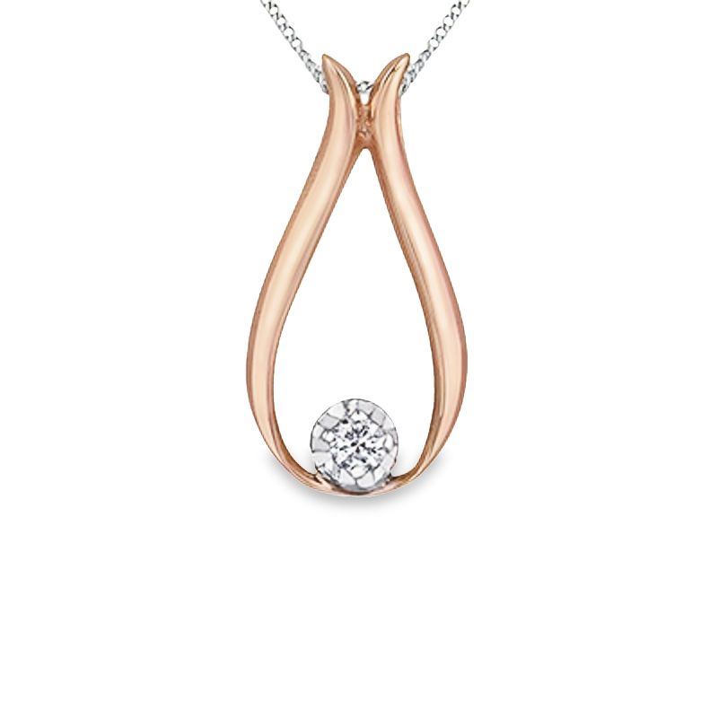 Dazzling 0.034TDW Canadian Diamond Teardrop Pendant in 10K Rose Gold
