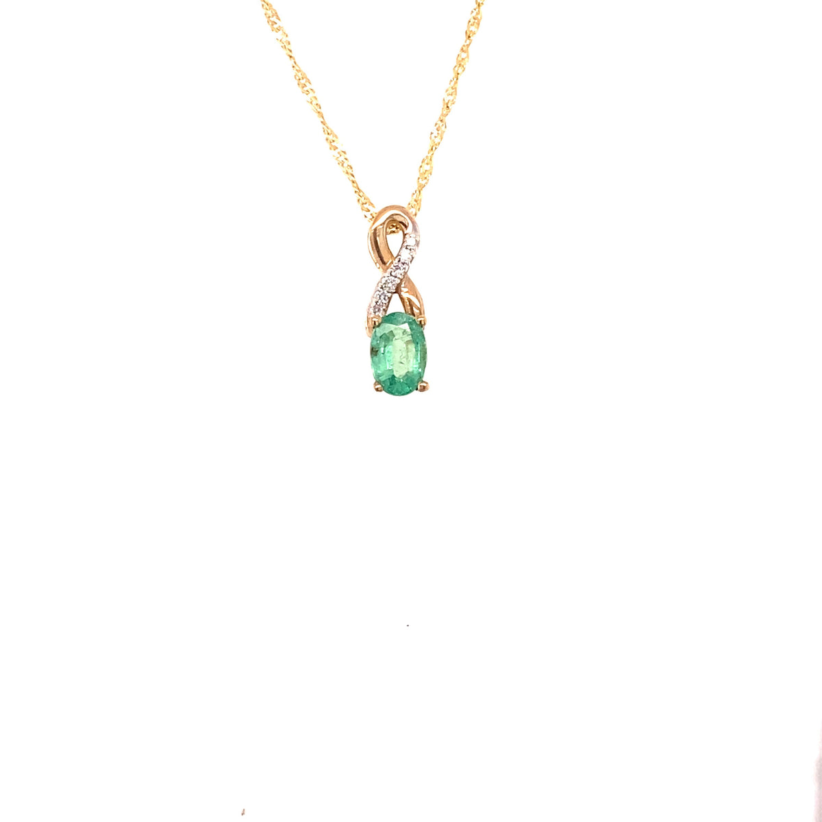 May Birthstone Pendant With 0.03TDW Diamond Accent Set in 10K Yellow Gold