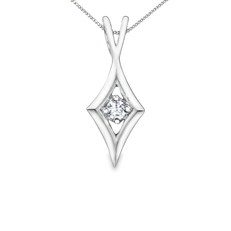10K White Gold 0.03TDW Canadian Diamond Pendant