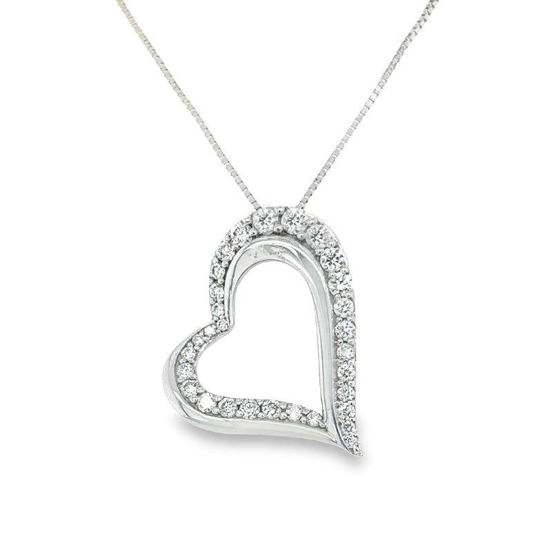 10K White Gold Diamond Heart Pendant with 0.40 Total Diamond Weight