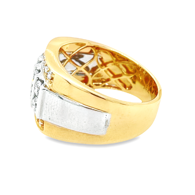 14K Yellow and White Gold 1.50TDW Diamond Men&#39;s Ring