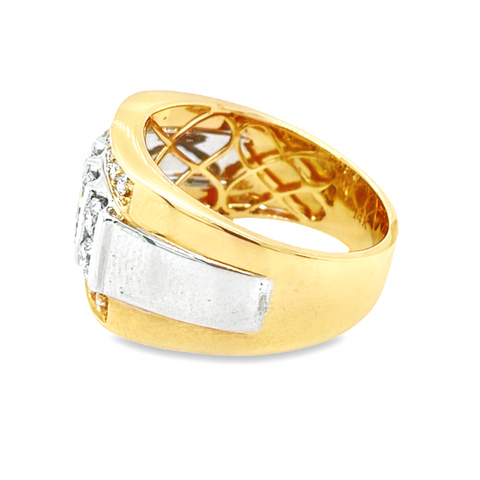 14K Yellow and White Gold 1.50TDW Diamond Men's Ring