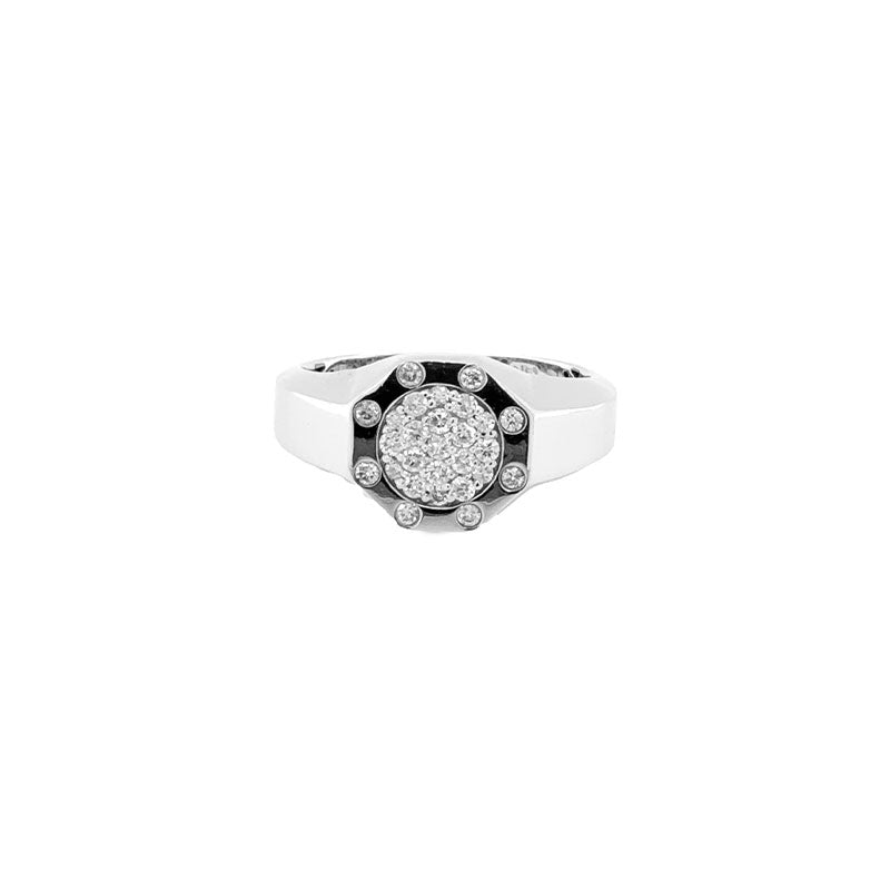14K White Gold 0.40TDW Diamond Men&#39;s Pinky Ring with Octagon Top