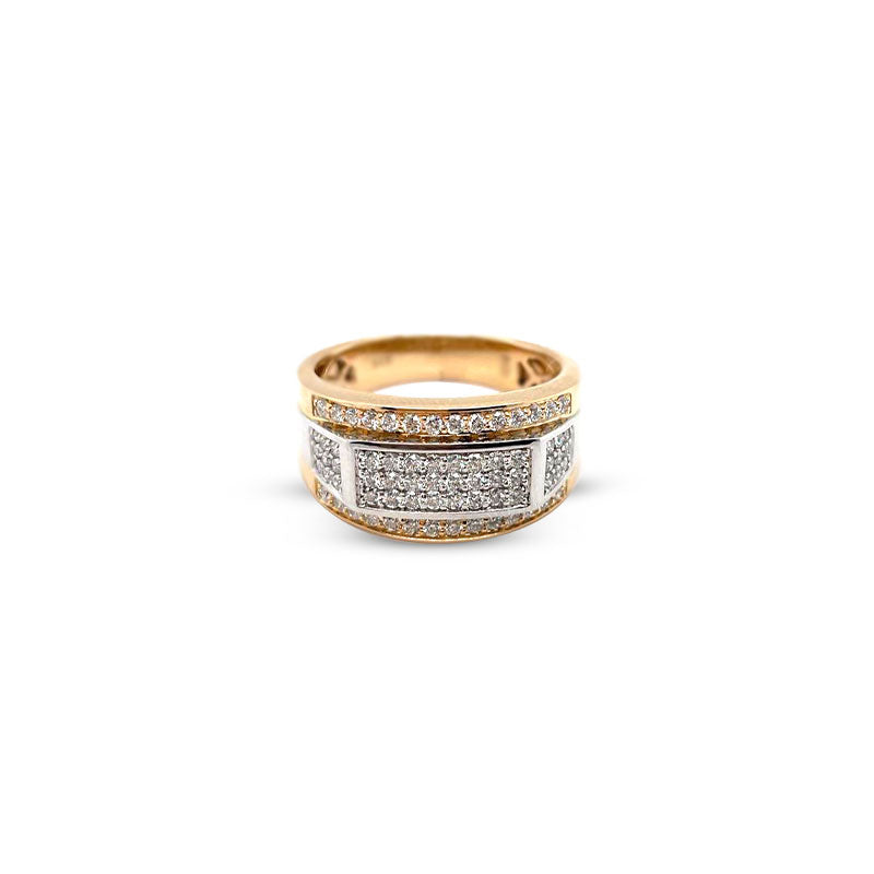 14K Yellow and White Gold 1.00TDW Diamond Men&#39;s Ring