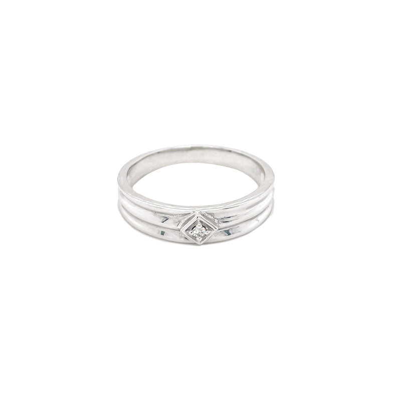 0.03TDW 10K White Gold Diamond Men&#39;s Wedding Band