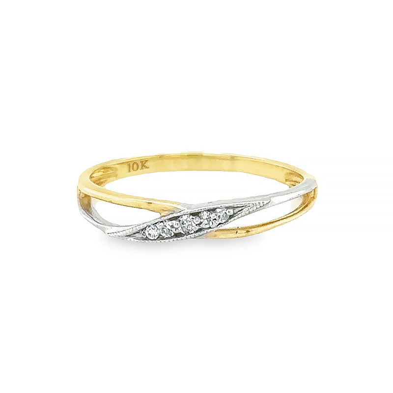 10K Yellow &amp; White Gold 0.05TDW Womens Ring