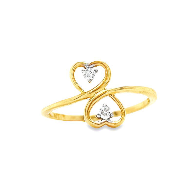 10K Yellow And White Gold 0.06Ct TDW Diamond Heart Ring