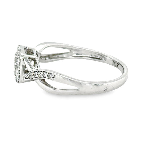 0.20TDW Diamond  10K White Gold Square Ring