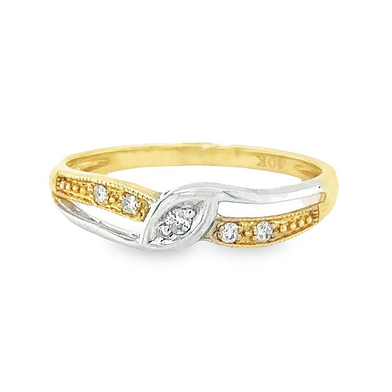 10K Yellow and White Gold 0.06TDW Diamond Promise Ring