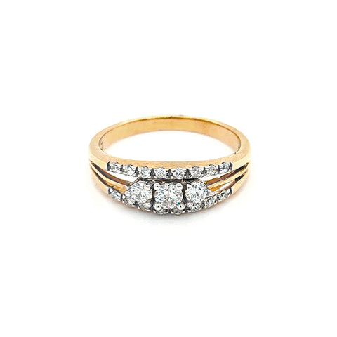 10K Yellow Gold 0.40TDW Diamond Past Present Future Ring with Accent Diamonds