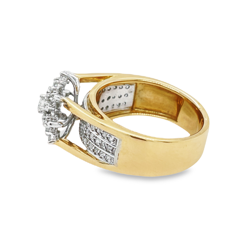 1.00 Ct TDW Diamond 10K Yellow Gold Star Burst Special Ring