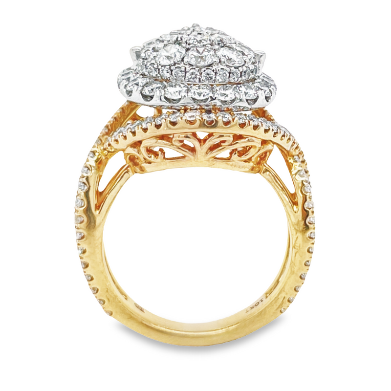 10K Yellow and White Gold 3.70TDW Diamond Pear Shape Halo Engagement Ring