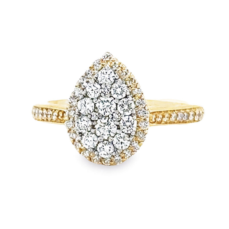 0.75TDW Diamond Pear Shape Ring in 10K Yellow Gold