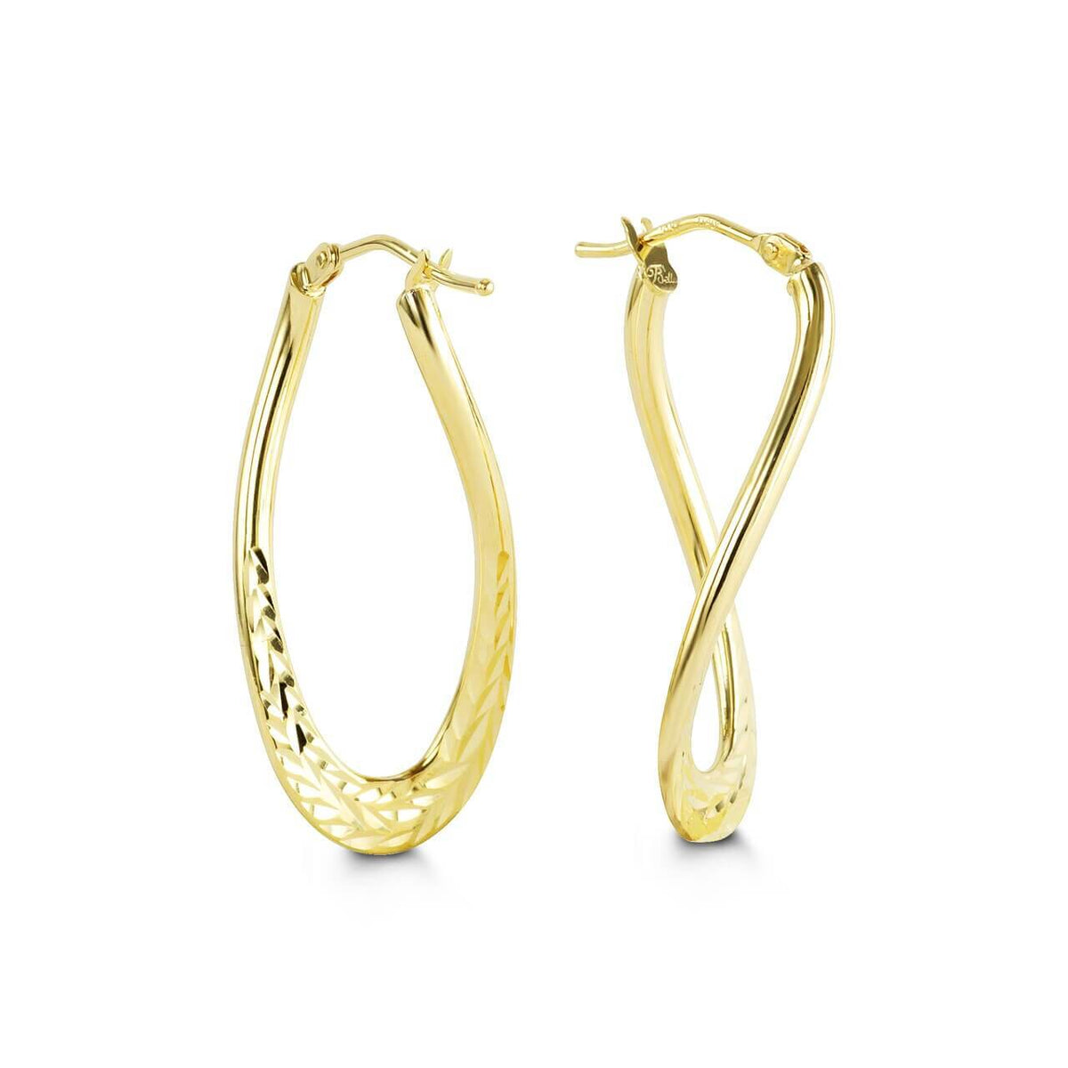 10k Yellow Gold Infinity Style Hoop Earrings