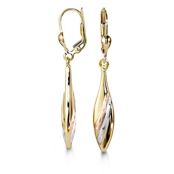 10k Yellow Gold Long Dangle Fish Hook Earrings