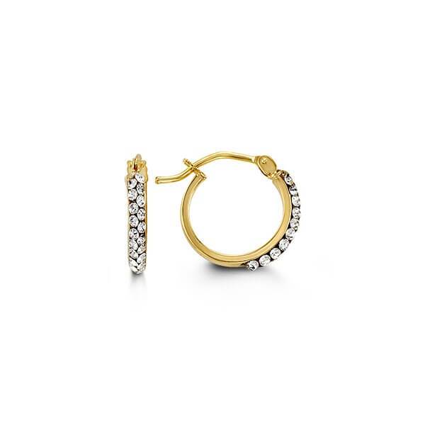 10k Yellow Gold CZ Hoop Earrings