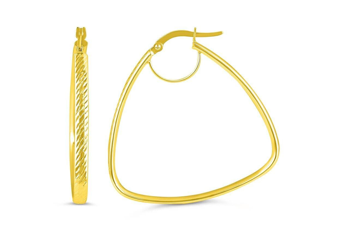 10k Yellow Gold Triangle Hoop Earrings