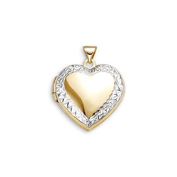 10K Yellow &amp; White Gold Heart Locket