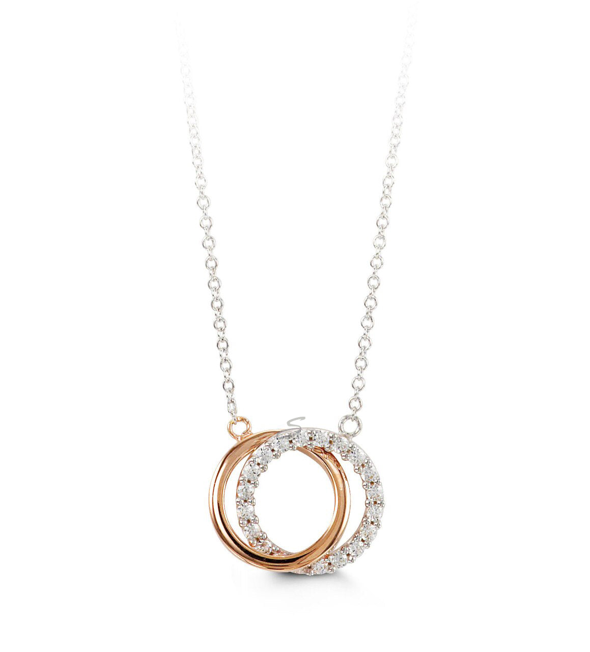 10K Rose and White Gold Infinity Overlapping Circle of Life Pendant with Chain