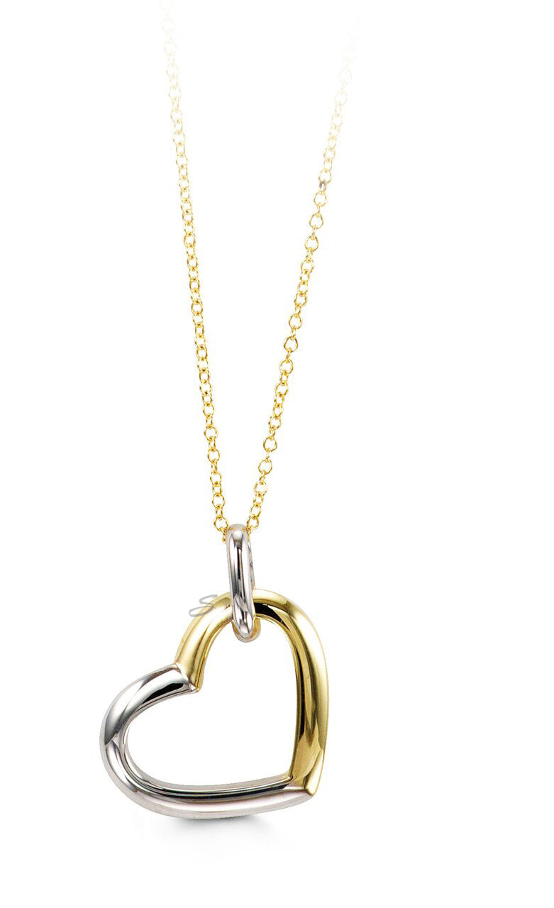 10K Yellow and White Gold Angular Heart Pendant