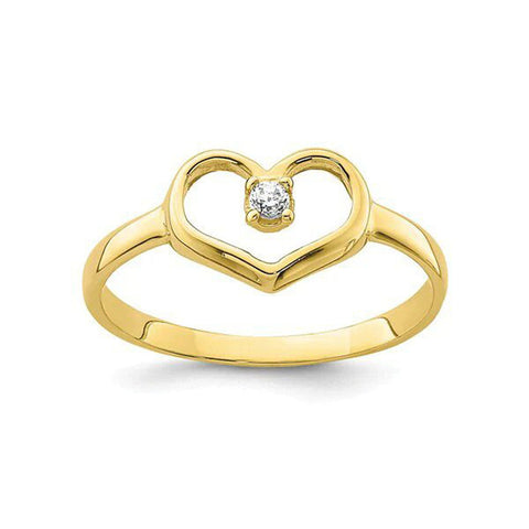 10k Yellow Gold Heart Shape CZ Baby Ring
