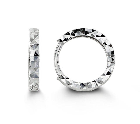 10k White Gold Diamond Cut Baby Huggies