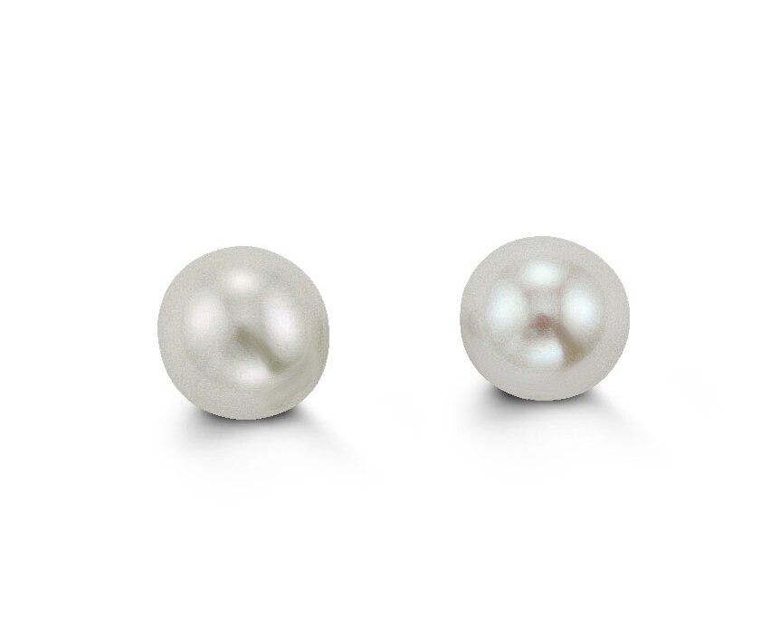 14K White Gold Pearl Stud Earrings