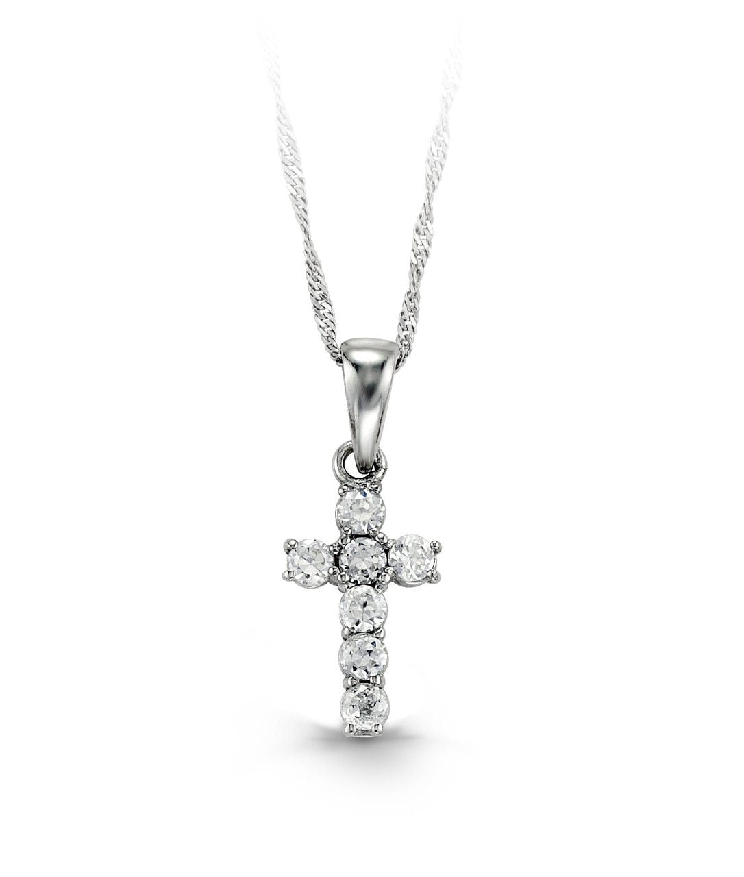 10K White Gold Cross Baby Pendant