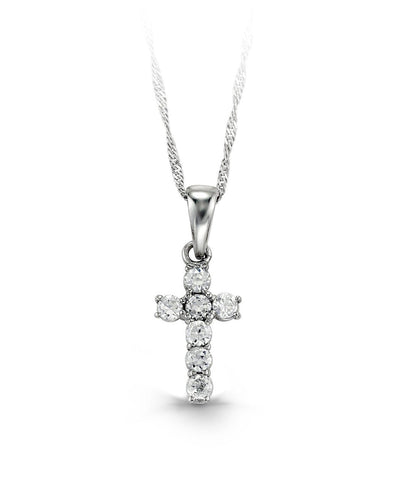 10K White Gold Cross Baby Pendant