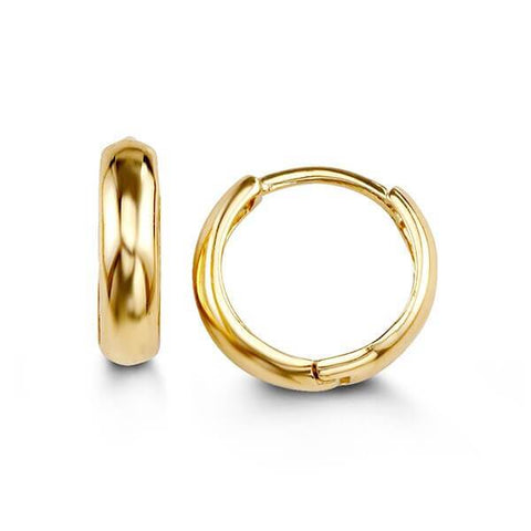 14k Yellow Gold Classic Domed Huggy Earrings