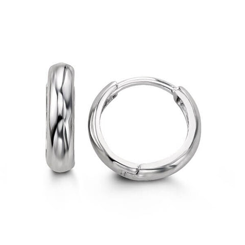 14k White Gold Classic Domed Huggy Earrings