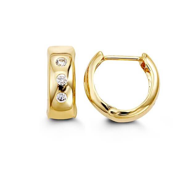 10k Yellow Gold CZ Huggy Earrings