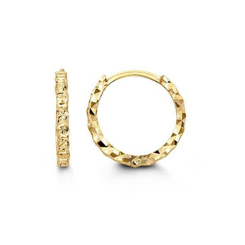 10k Yellow Gold 3D Huggy Earrings