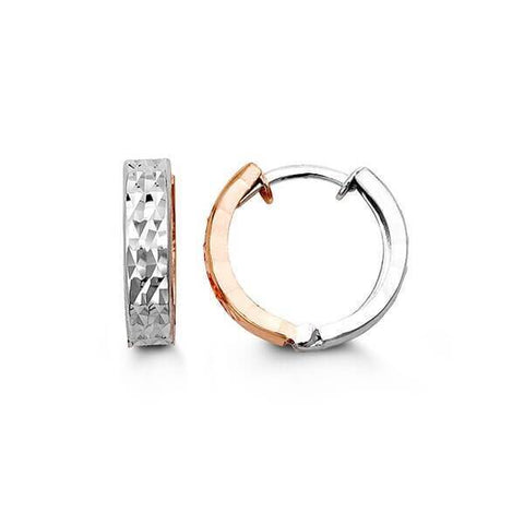 10k White and Pink Gold Reverseable Huggy Earrings