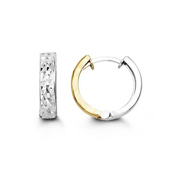 10k White and Yellow Gold Reverseable Huggy Earrings
