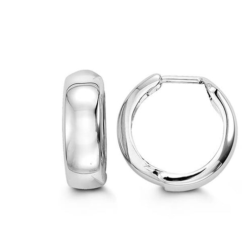 10k White Gold High Gloss Huggy Earrings