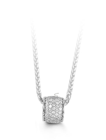 10K White Gold CZ Barrel Glider Pendant with Chain