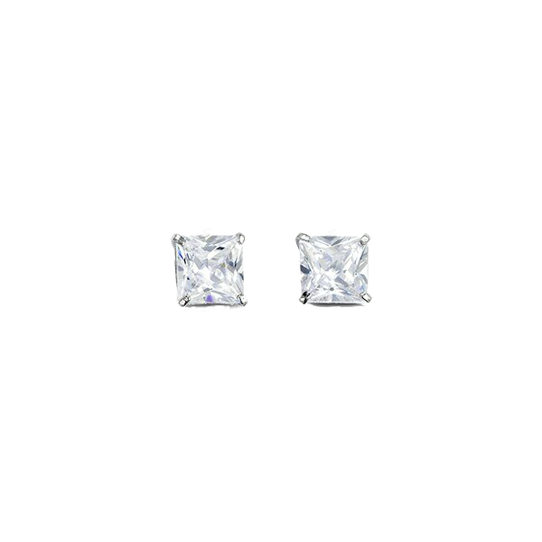 14K White Gold Square 5mm CZ Stud Earrings