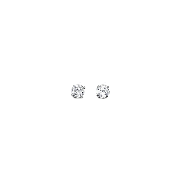 14K White Gold 3mm Round CZ Stud Earrings